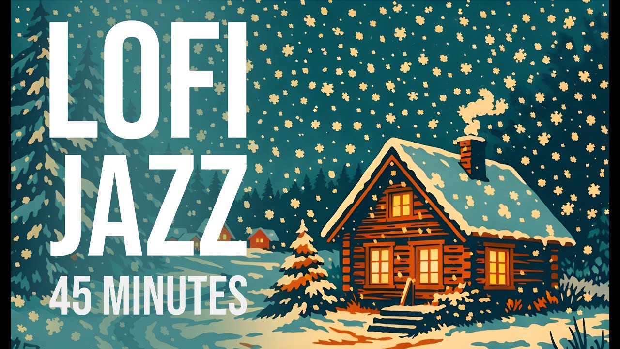 Cozy Lofi Jazz ❄️ Winter Cottage Snowfall | Relax, Study, Chill