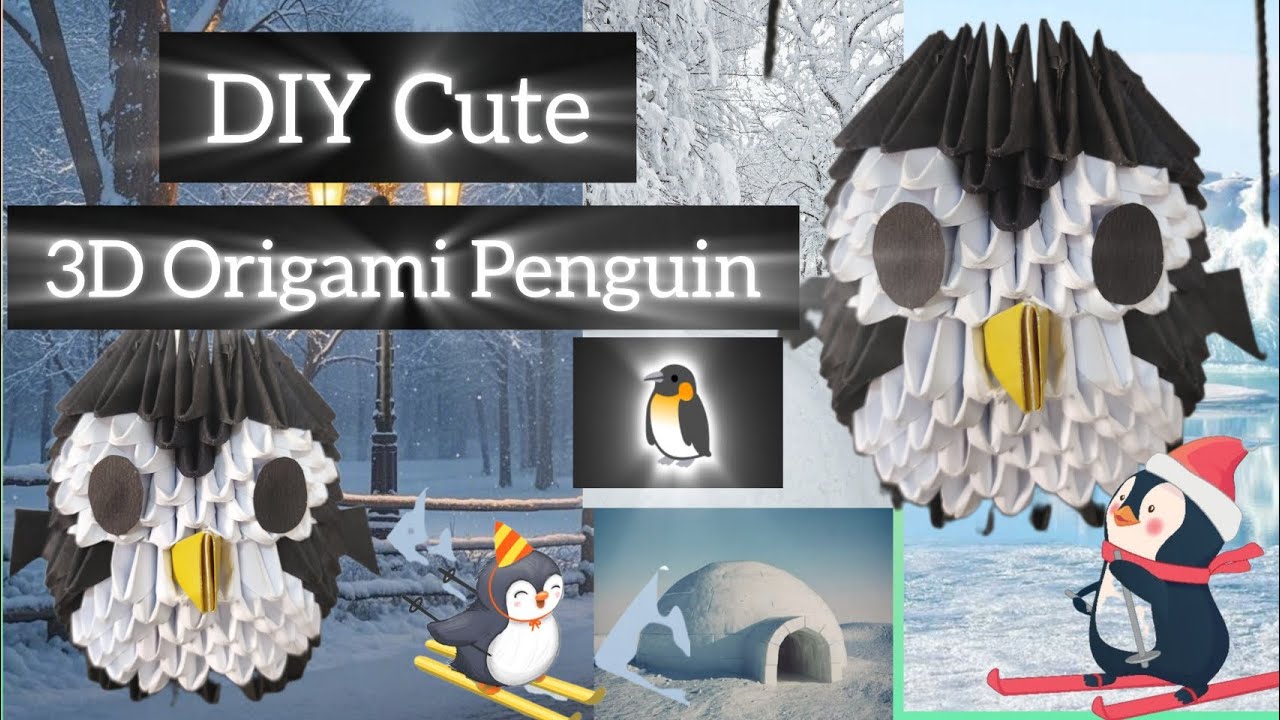 DIY Cute 3D Origami Penguin🐧|Easy paper craft✨|Step by step tutorial❄| Easy and adorable😍