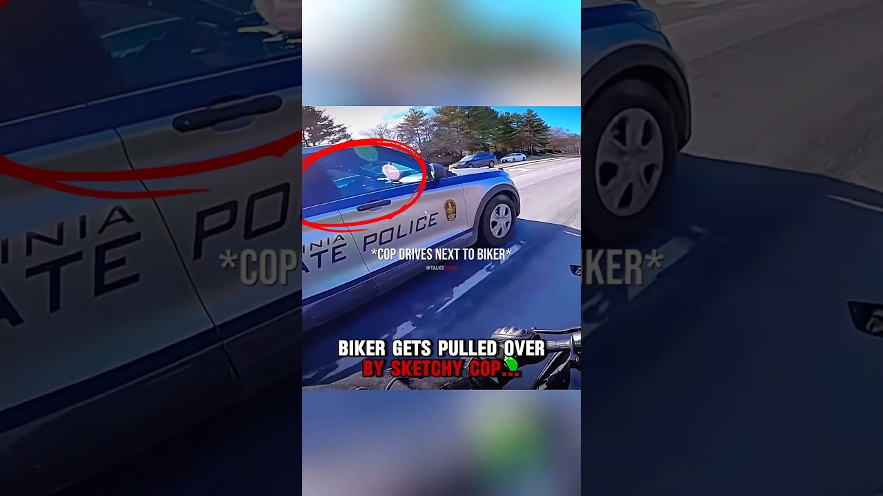 Biker pulled over by sketchy cop‼️🤯