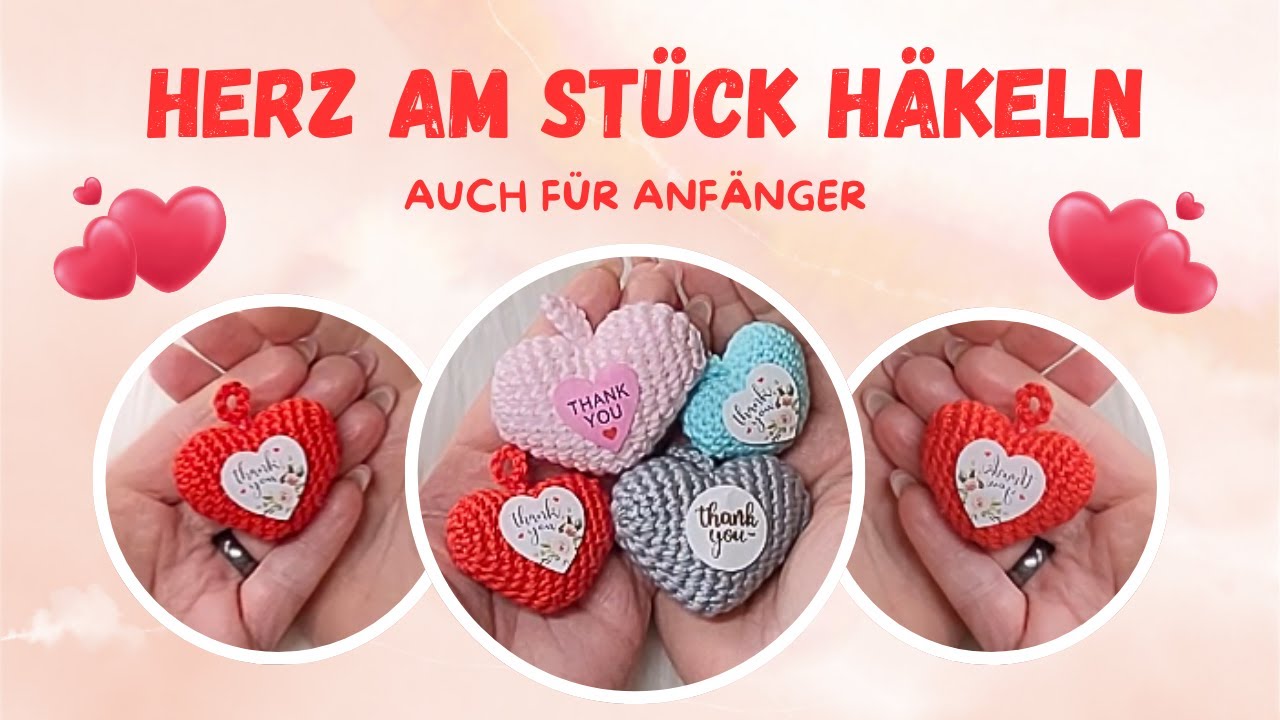 Herz am Stück häkeln ❤️Häkelanleitung❤️Muttertag #crochet #crochetpattern #herz #deko