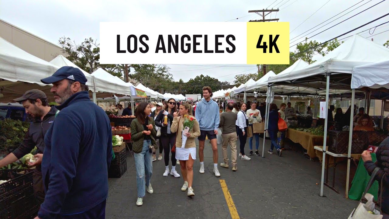 Brentwood Farmers Market 🇺🇸 Los Angeles California 2023 4K 60fps