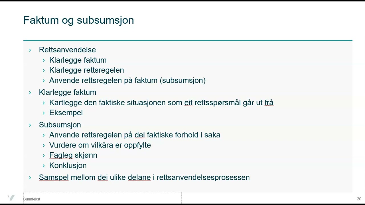 Innf&oslash;ring i juridisk metode - video 18