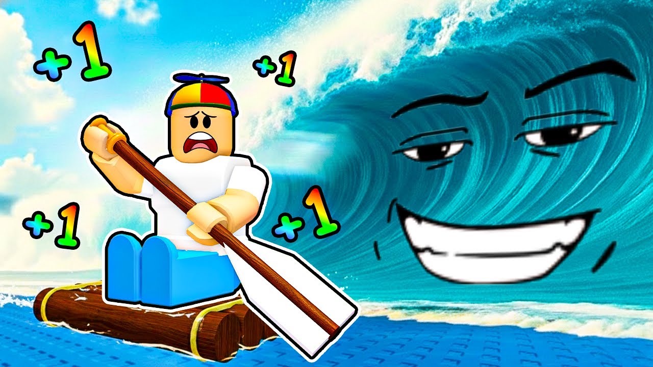 Every Second +1 RAFT SPEED to escape Roblox TSUNAMI...