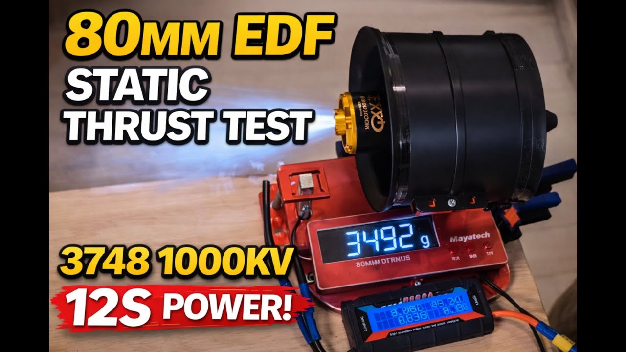 EDF Static Thrust Test QX 90mm EDF + 3758 1000KV Motor on 12S