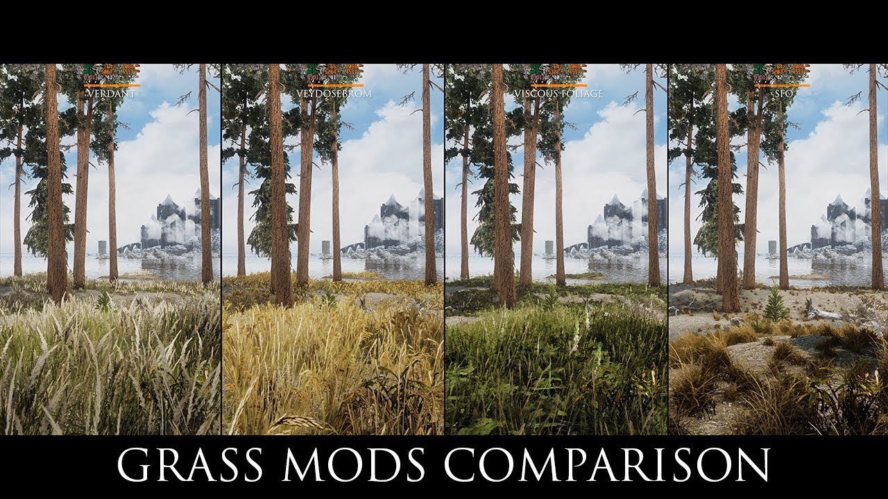 Skyrim SE Mods: Grass Mods Comparison ( Verdant, Veydosebrom, Viscous Foliage, SFO )