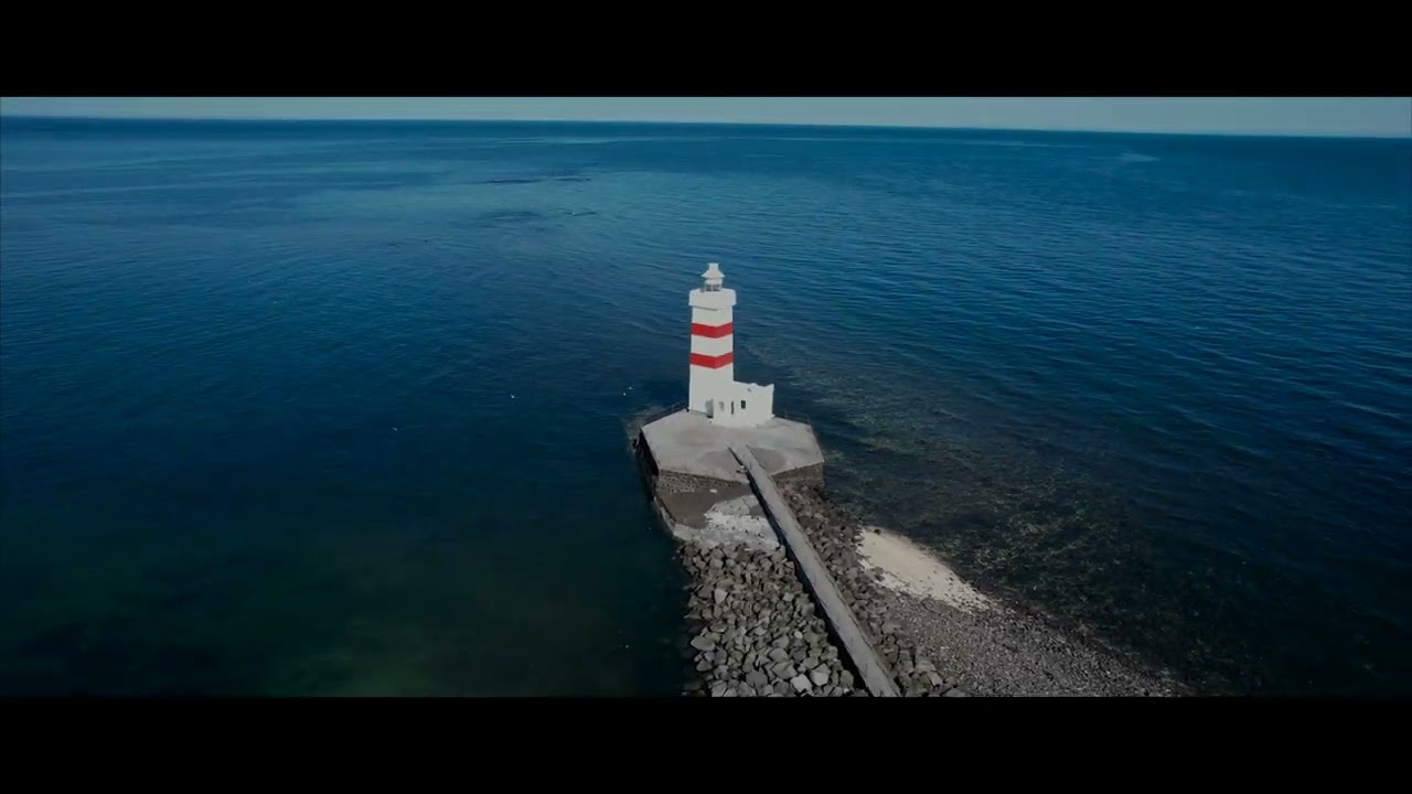 Lighthouse in Garður at Reykjanes Peninsula Iceland, Video with drone DJI Air 2S