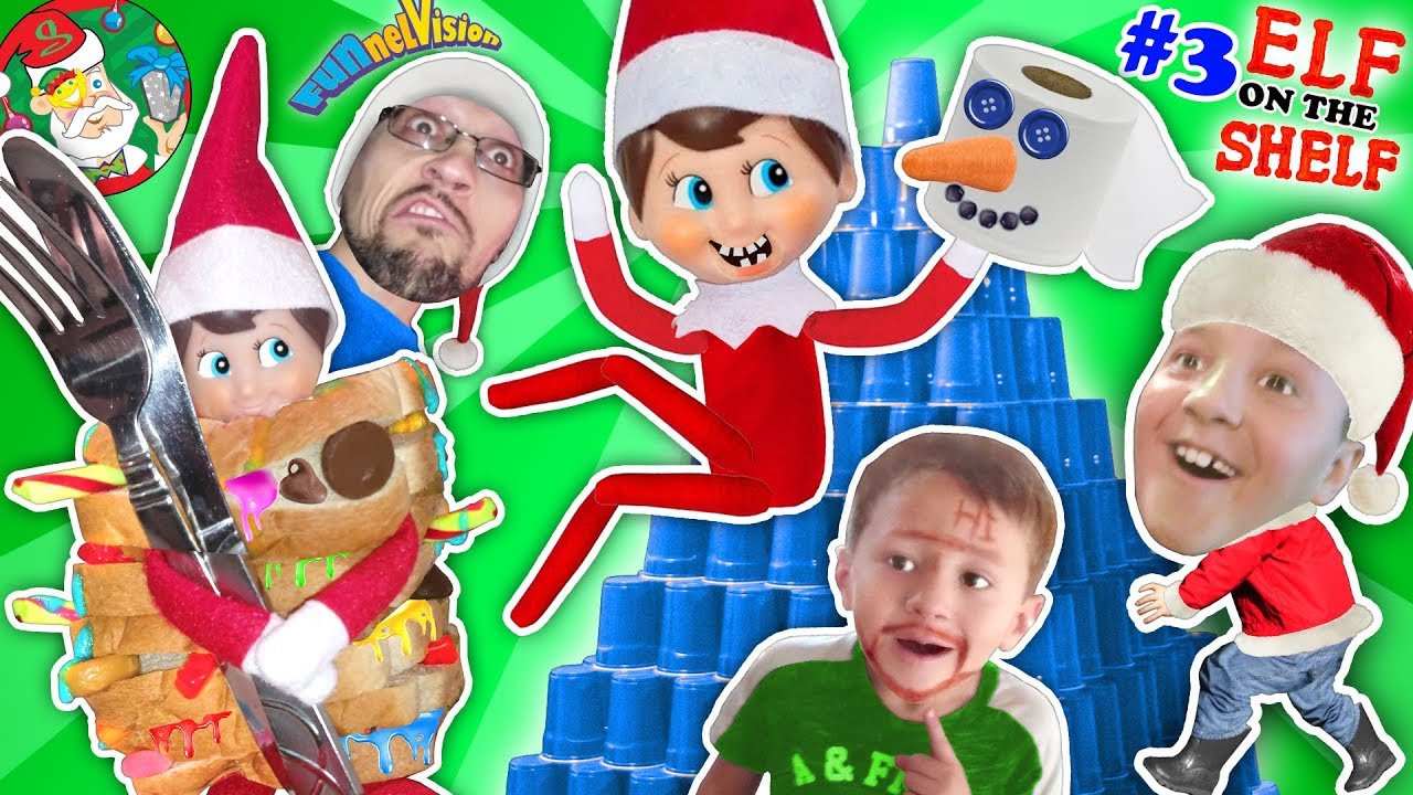 STACKING CUPS Elf on the Shelf Tower! DIY Build a Snowman Toilet Paper Craft FUNnel V Fam Vlog