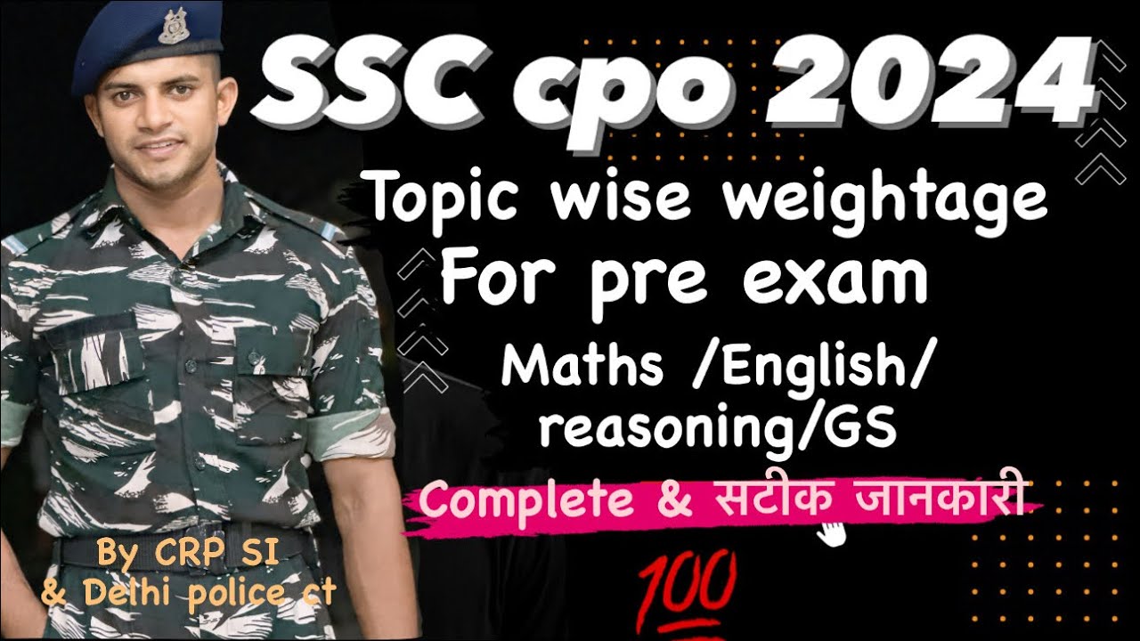 SSC CPO topic wise weightage for pre exam |maths/English/reasoning/GS complete details 💯 💯 #ssccpo
