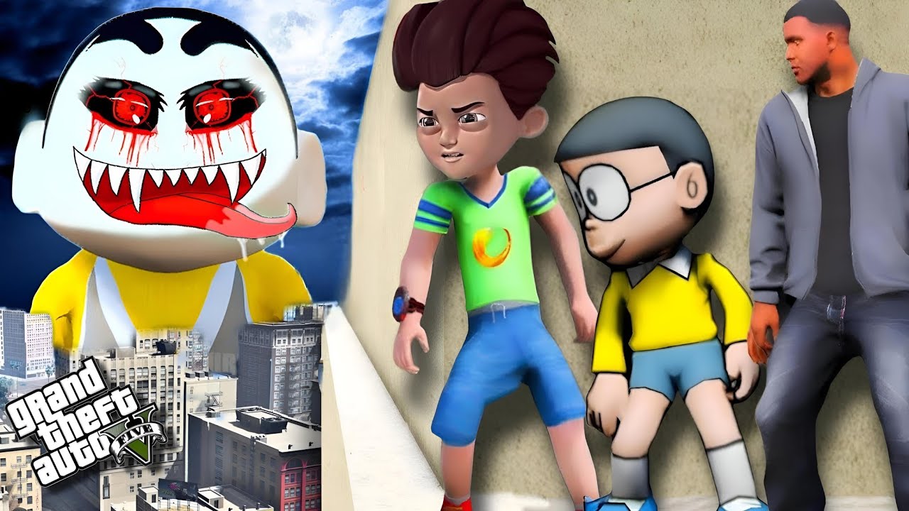 GTA5: Kicko,Franklin & Nobita Fight With Evil Shinchan & Play ICE CROSS Ramp challenge