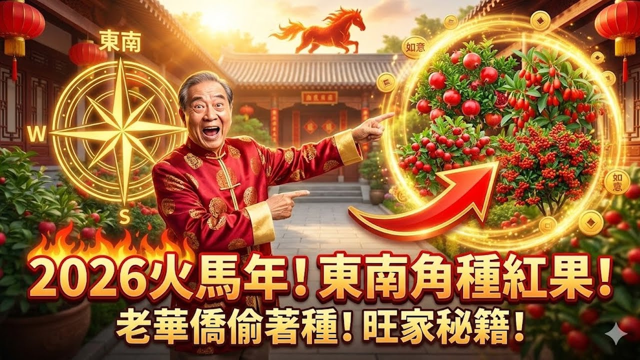 2026年火马年：院子东南角最宜种“红”，这4种红果子越红家越旺，老华侨都在偷着种！#2026火馬年 #東南角 #紅果子 #招財 #風水 #老華僑 #好運