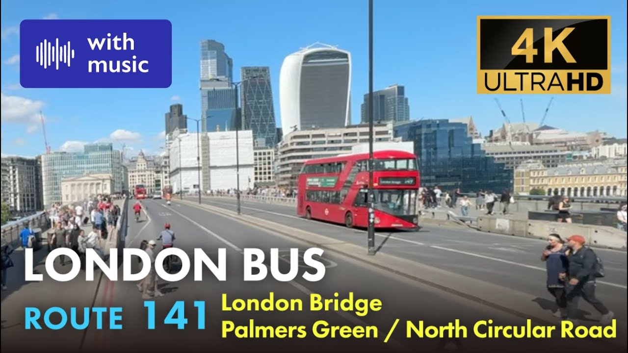 London Bus Ride, Route 141, Double Decker, 4K Virtual Tour