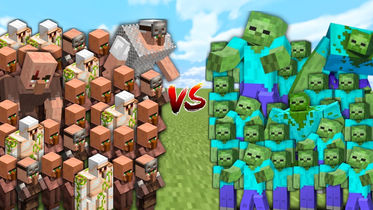 VILLAGERS vs ZOMBIE APOCALYPSE in Minecraft Mob Battle