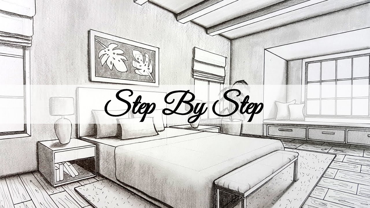 How to Draw A Bedroom in Two Point Perspective | Step By Step