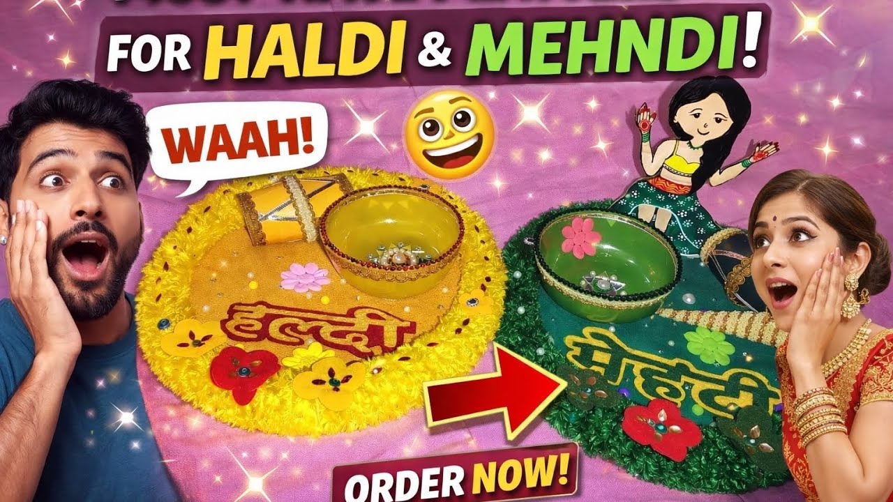 Haldi Mehndi Platter Decoration Ideas 2026 | Handmade Wedding Platter | Small Business 💛💚