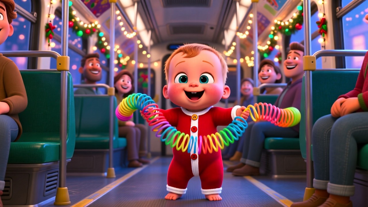 Wheels on the Christmas Bus Song | Festive Holiday Nursery Rhyme for Kids | Merry Sing Along