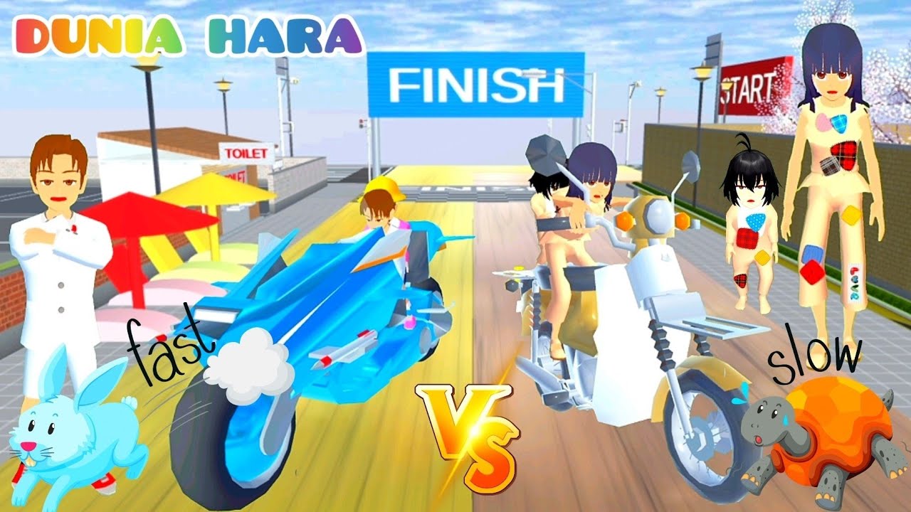 Yuta Kaya Motor Balap Cepat VS Mio Celine Miskin Pakai Motor Butut Lambat Kayak Kura-Kura 😱 Sakura