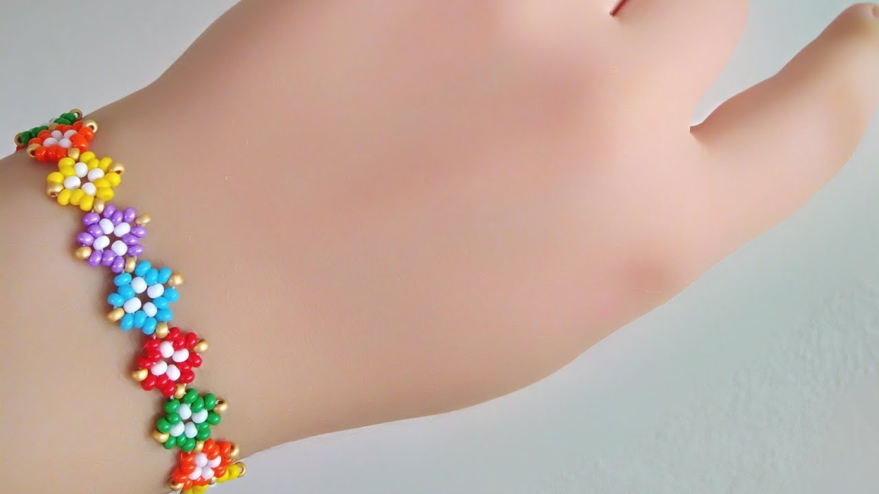 Dıy/ kum boncuk renkli kare trend bileklik/kum boncuk kolay bileklik/beaded braclet