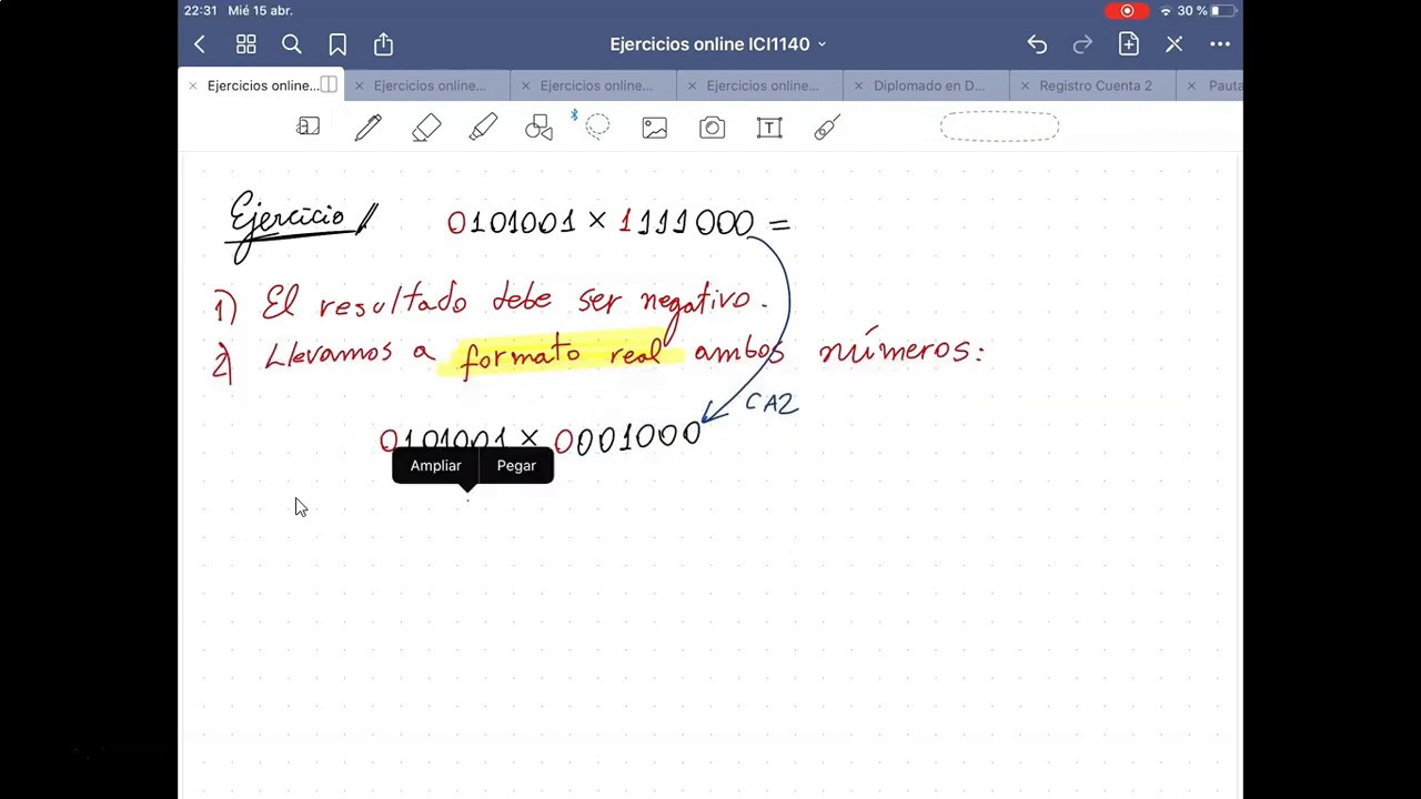 Multiplicación binaria en CA2