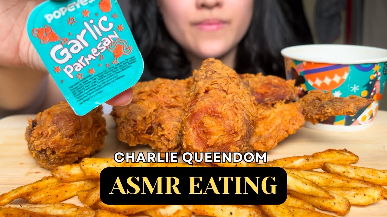 ASMR Eating: Popeyes Spicy Chicken, Cajun Fries & Mashed Potatoes #FoodASMR #EatingASMR