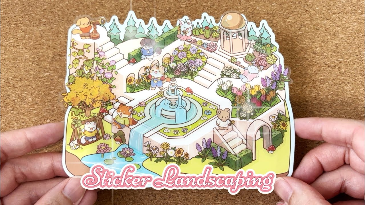 Botanical Garden Scene ASMR | 3D Miniature Sticker Landscaping