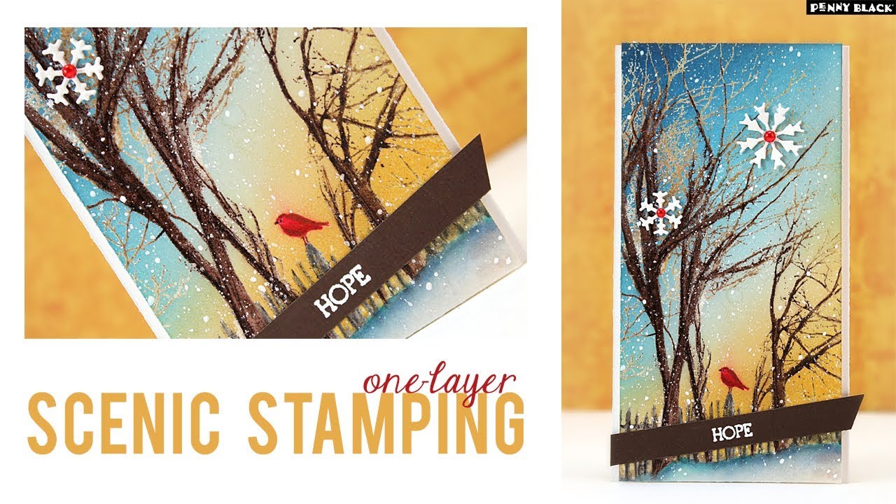 PB&J | One Layer Scenic Stamping | Penny Black 
