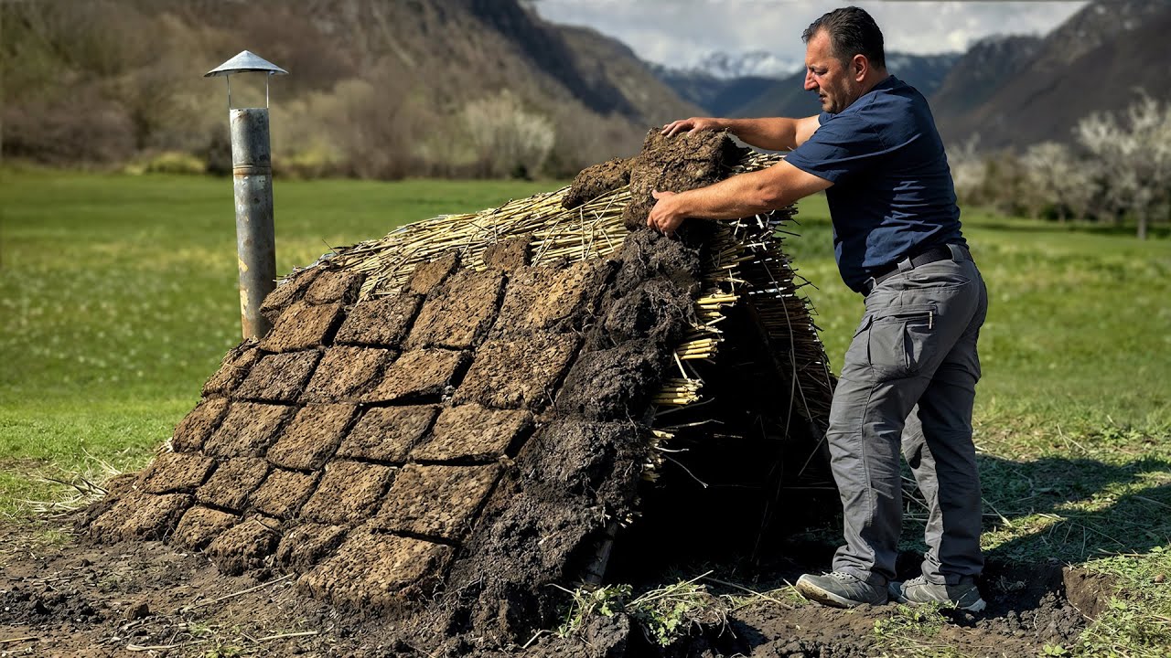 Built a Clay House in the Wilderness 🏕️🔥 + Epic Lamb Dinner Over Fire!