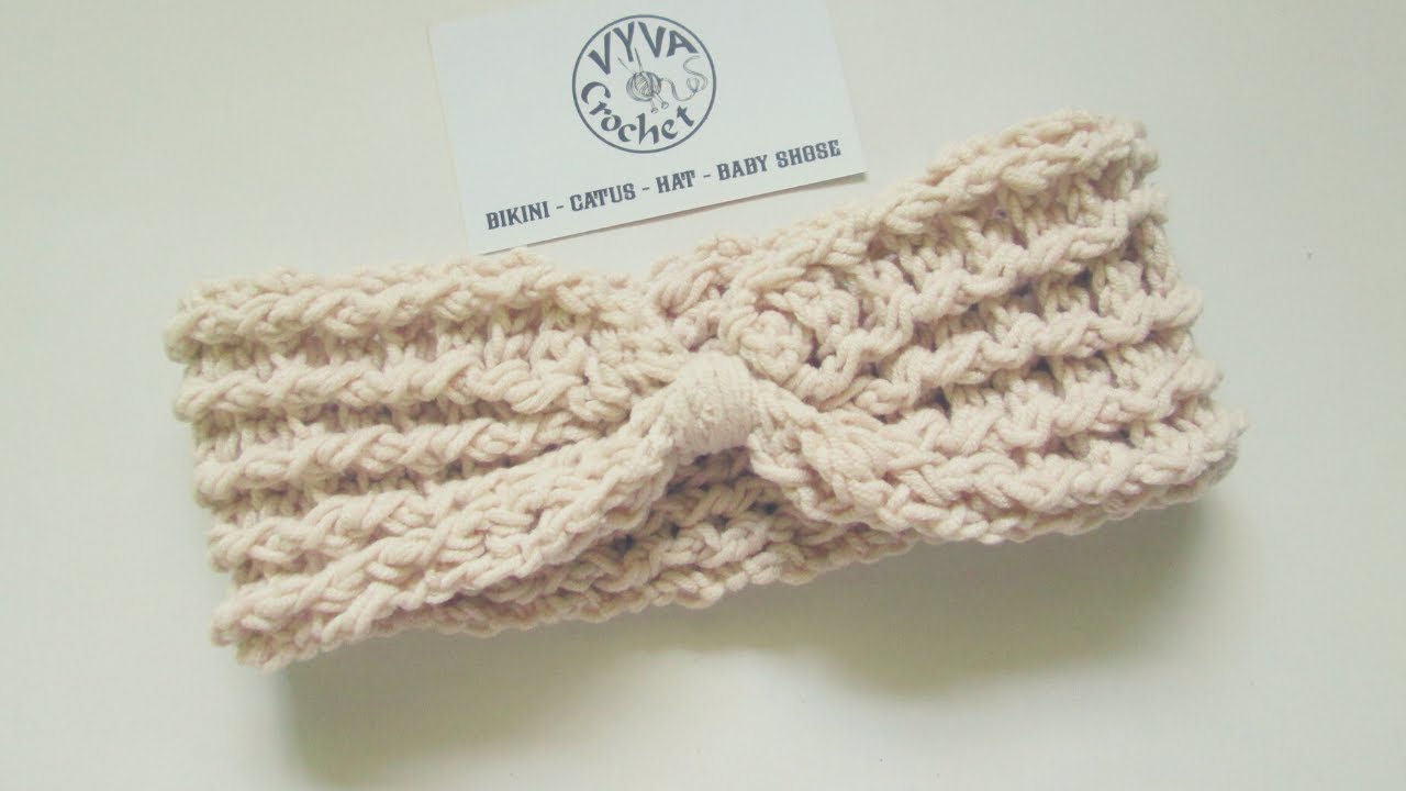 Crochet Headband| Hướng dẫn móc băng đô nơ họa tiết nổi gân - mẫu #3| Vyvascrochet