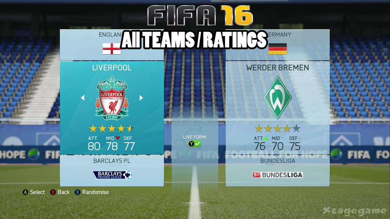 FIFA 16 - All Teams / Ratings [ HD ]