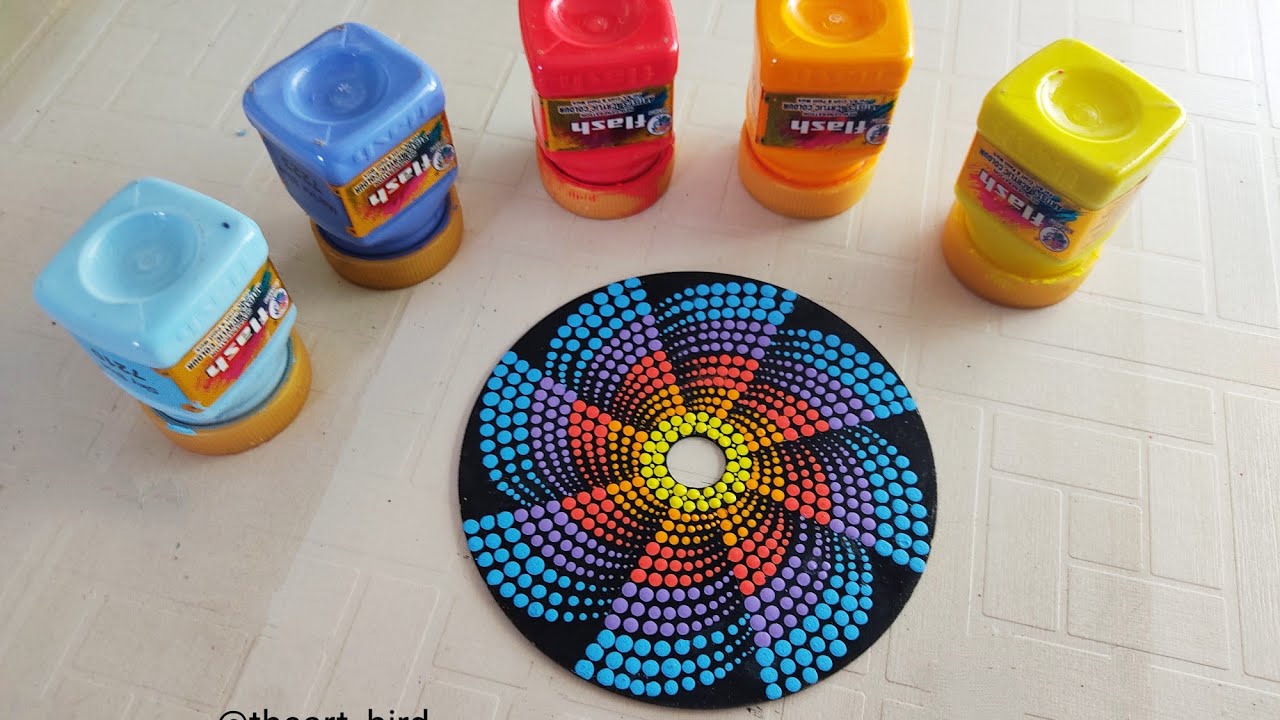 How to Draw 3D Dot Mandala Painting on CD l Using only 1 tool l Tips & Trick for beginners l