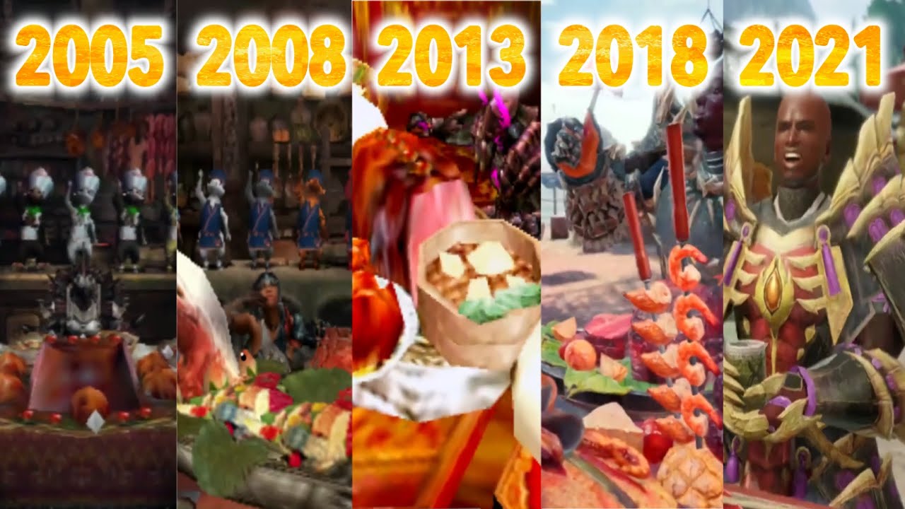 【モンハン飯】飯テロ！歴代アイルーキッチン　MONSTER Hunters Rejoice! Easy Evolution of canteen from 2005 to 2022!