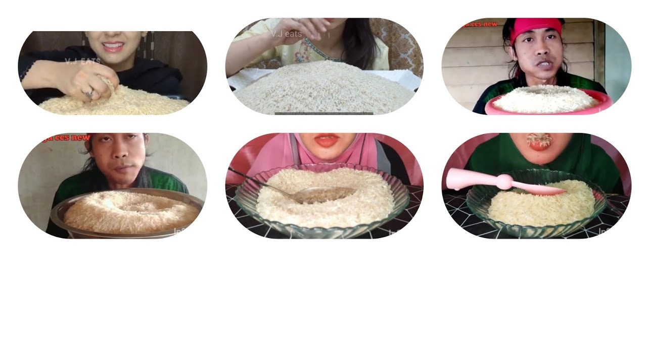 ASMR RAW RICE EATING // MAKAN BERAS MENTAH MIXED // COMPILATION VIDIO EATING 