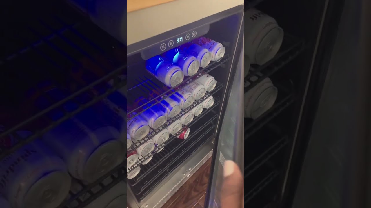 NewAir Beverage Refrigerator Cooler with 177 Can Capacity   Mini Bar Beer Fridge with Reversible
