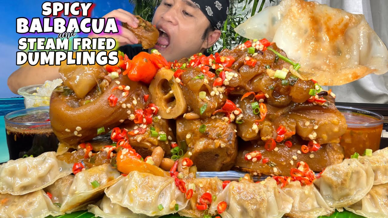 SPICY BALBACUA & STEAM FRIED DUMPLINGS MUKBANG PINOY MUKBANG