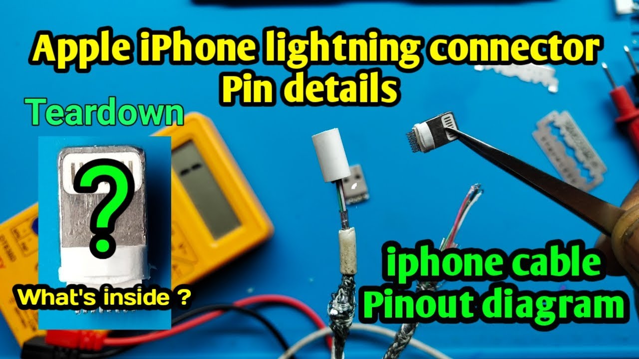 Apple iPhone lightning cable Connector pin details || iphone lightning cable Tear down