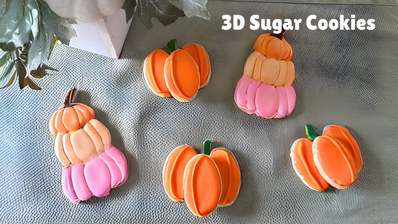 How to Decorate 3D Pumpkin and Watercolor Sugar Cookies for Thanksgiving! 🎃