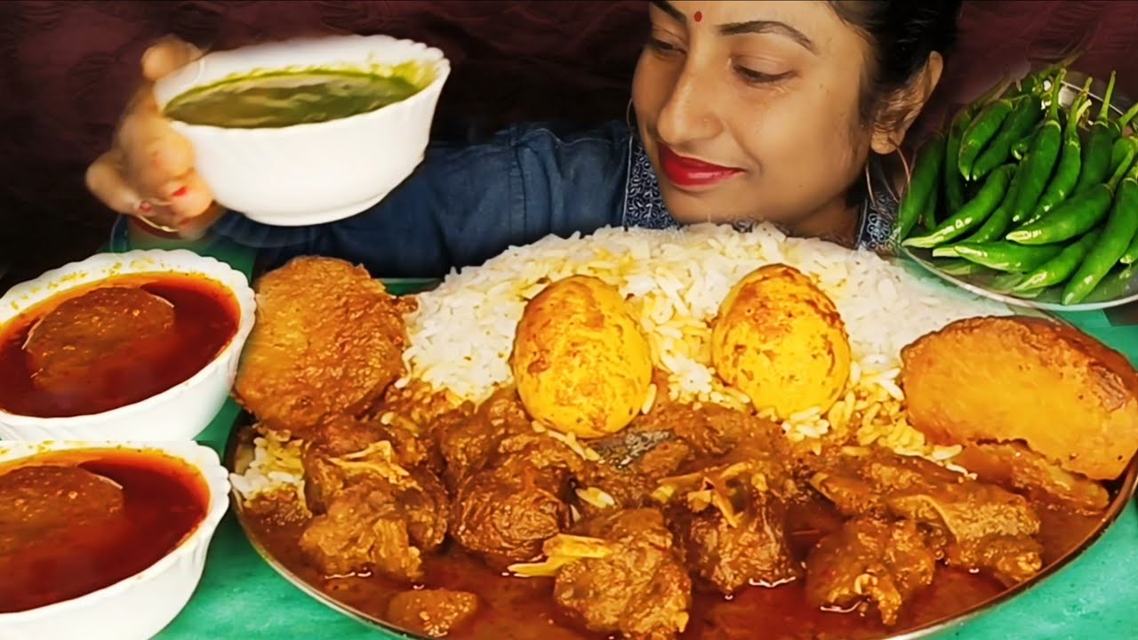 RIEYAZI KHASI/OILY MUTTON KOSHA HOT RICE🌶️DHANIYA CHUTNEY HUGE SPICY GREEN CHILLIES🌶️ INDIAN MUKBANG