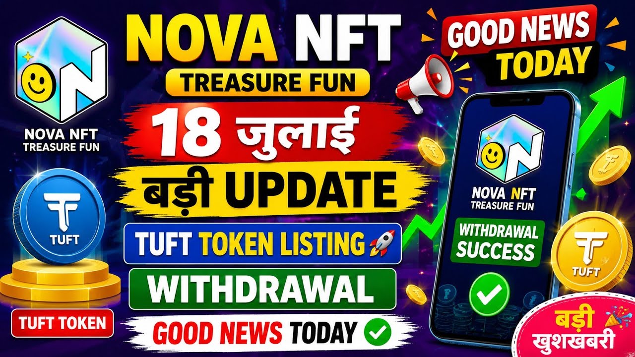 Good News Nova NFT Tresure Fun Withdrawal Update || Nova NFT Tuft Token Listing 18 July 