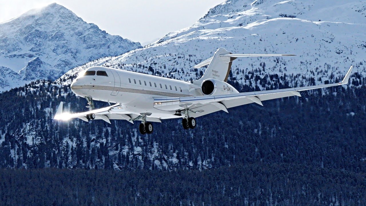 WEF Traffic & Winter Holidays - Private Jets at Winter Wonderland Samedan airport (LSZS) Switzerland