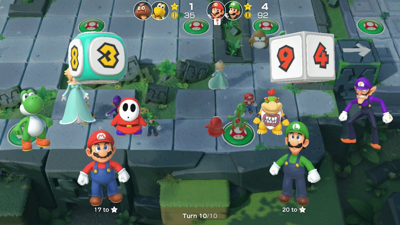 Super Mario Party - Mario and Luigi vs Goomba and Koopa Troopa - Domino Ruins Treasure Hunt