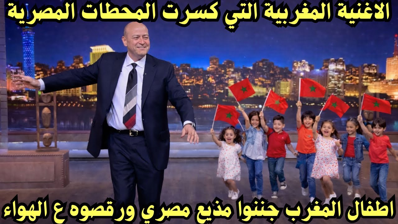 اطفال المغرب يتسببوا بجنون ورقص مذيع مصري ع الهواء بعد اغنية مغربية كسرت المحطات المصرية