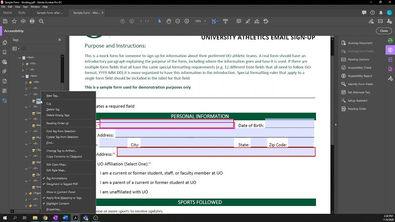 Accessible PDF Forms Part 2 - Tagging Forms