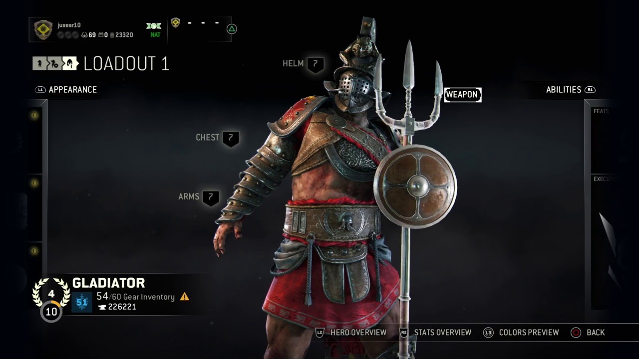 For honor season 3 gladiator gear and weapons