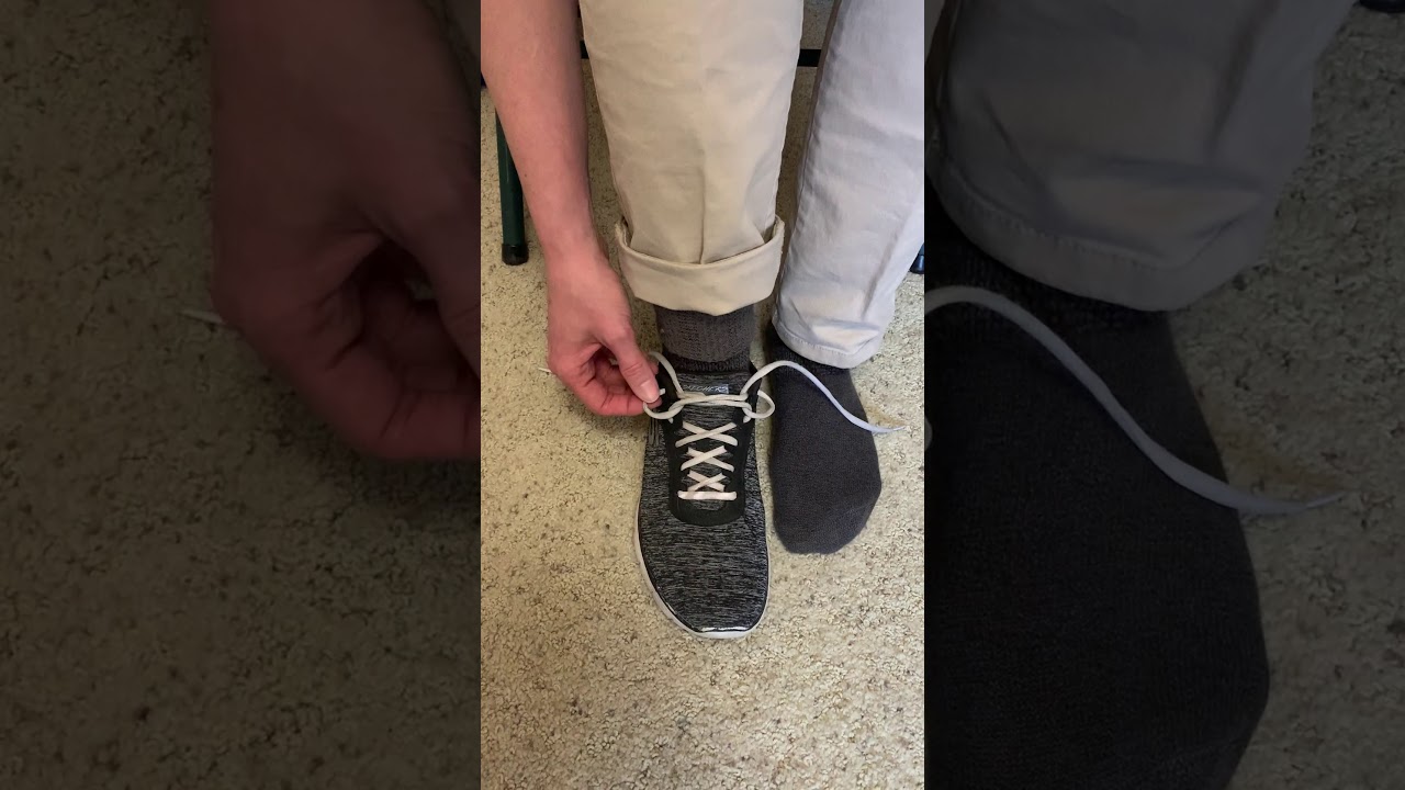 One handed shoe lace tying - no special lacing!