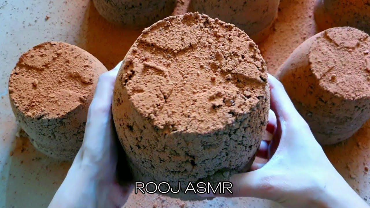 ASMR ♡ Red Sand Concrete Big Blocks Crumbles || Dry Floor Crumbles Only ❤ Dustplay/Tapping