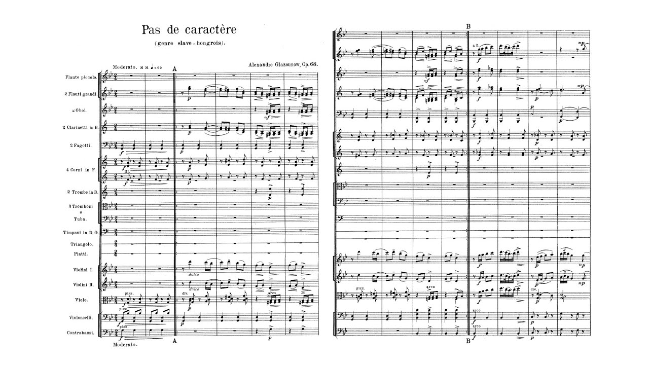 Glazunov: Pas de caract&egrave;re, Op. 68 (with Score)