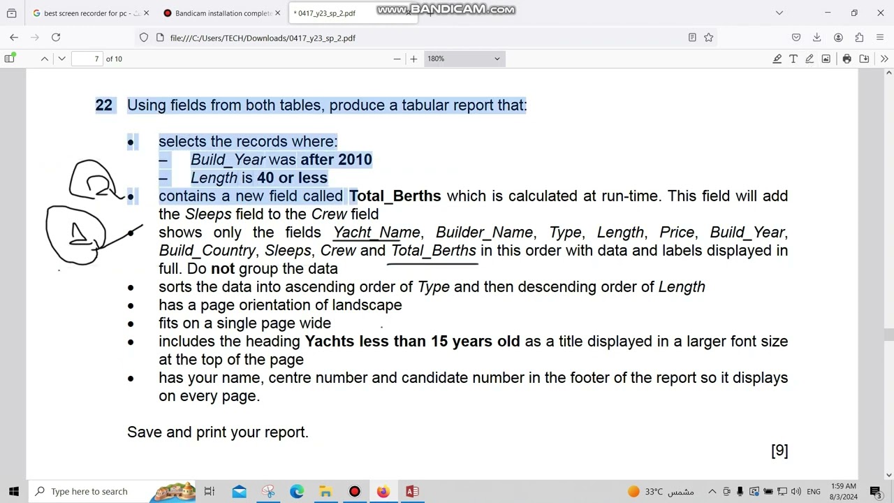 IGCSE ICT Access Databases - Specimen Paper 2 2023 (0983/0417)