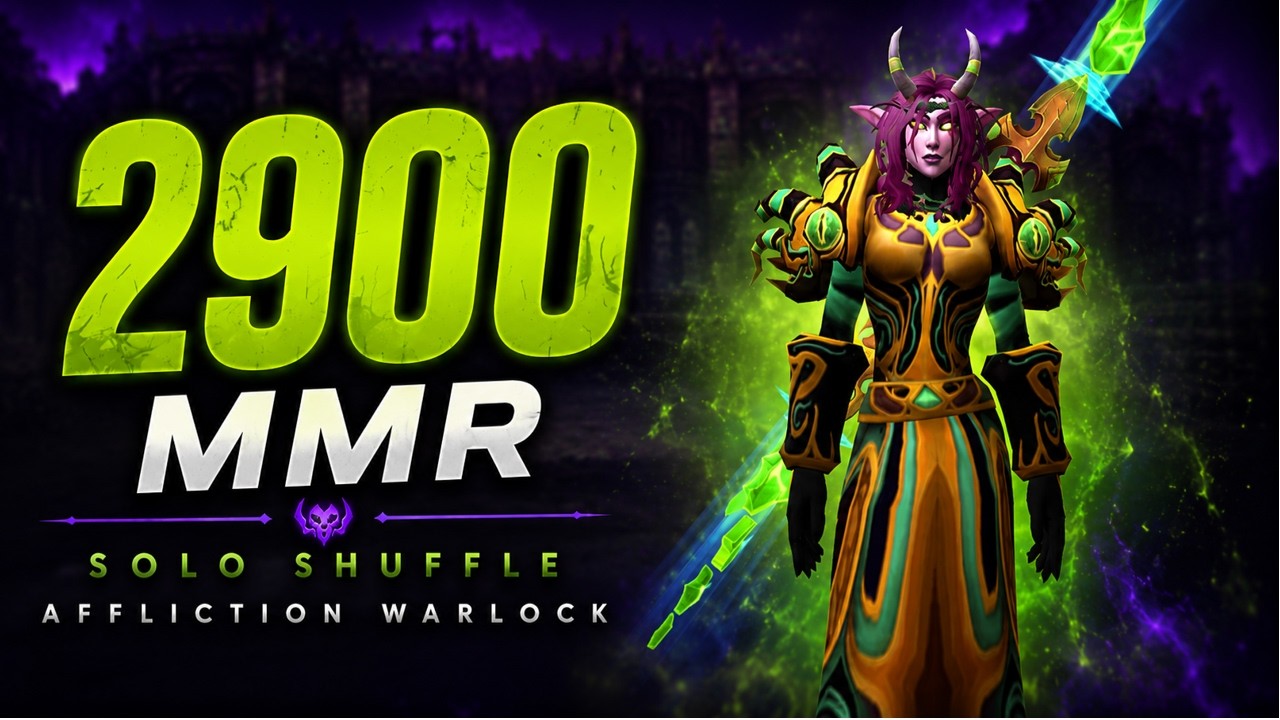 THE RANK 1 PUSH BEGINS | AFFLICTION WARLOCK 2900 MMR SOLO SHUFFLE | TRIPPLE MELEE