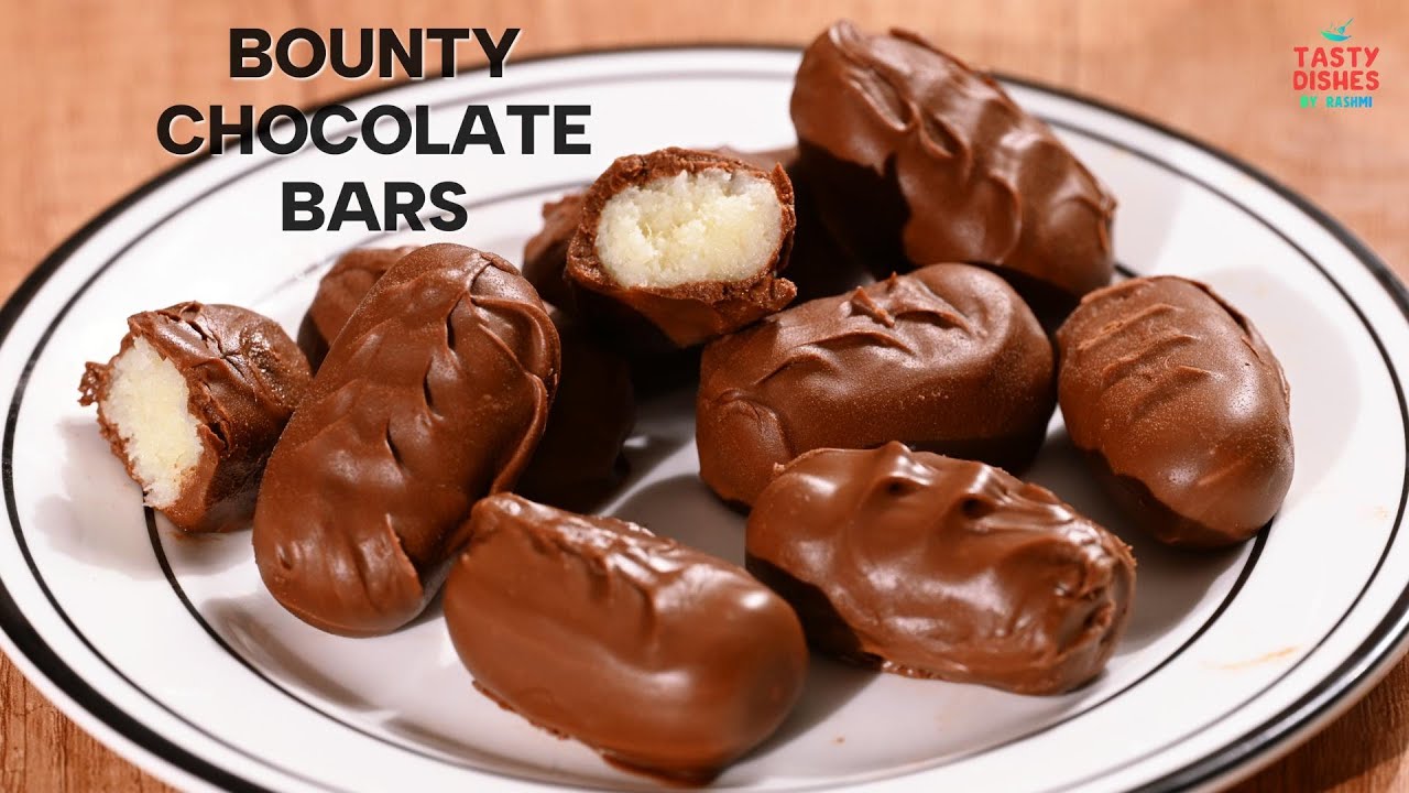 Homemade Bounty Chocolate Bars (Only 4 Ingredients) | No-Bake Coconut Bars with Condensed Milk