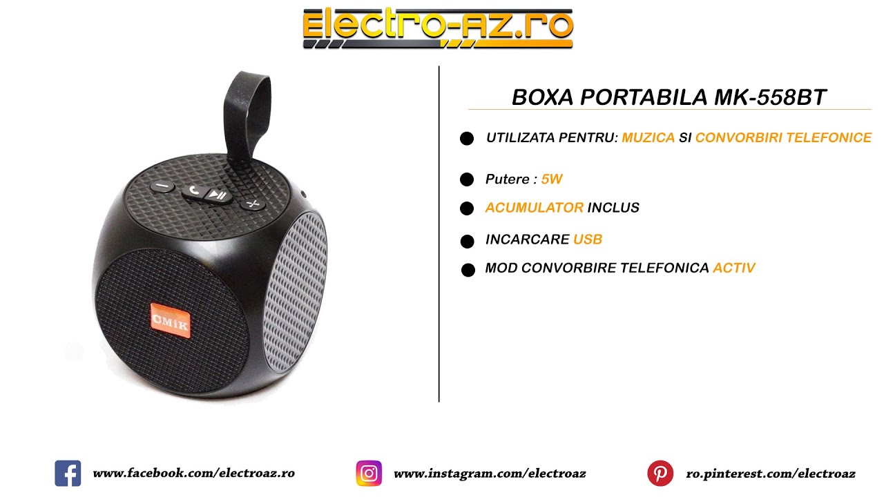 Boxa Portabila Bluetooth 3.0 EDR Acumulator Incorporat