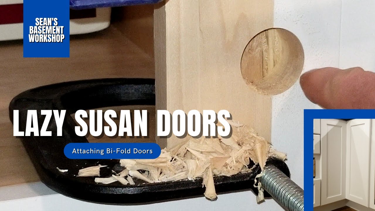Kitchen Cabinet Build Part 27 - Attaching Lazy Susan Doors | Bifold Doors | Cabinet Doors  | SBW#61